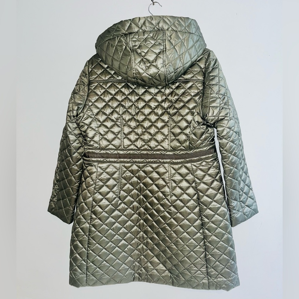 Kate Spade Quilted Hooded Sherpa Trim Coat sz L - Picture 3 of 14